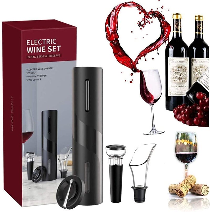 Zorzel Zorzel Electric Wine Opener Kit Battery Operated Corkscrew Set with Foil Cutter Vacuum Stopper Pourer for Kitchen Home  - Image 1