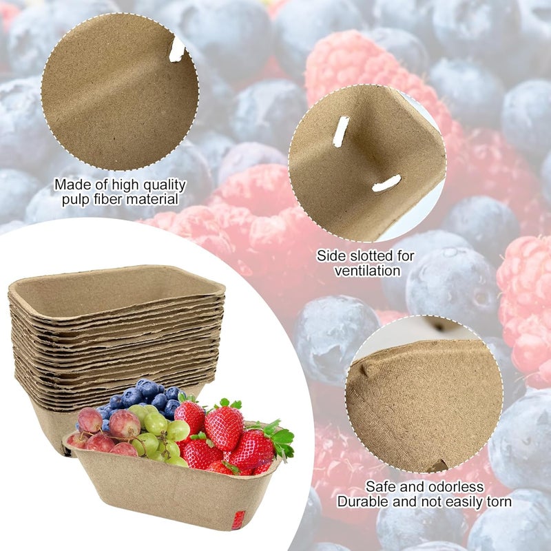 Rainmae 30 Pack Natural Pulp Fiber Large Berry Basket for Picking Fruit, Molded Berry Basket for Blueberry Raspberry Cherry Strawberry and Vegetable, Farmer Market, Grocery Stores, Backyard Party - Image 3