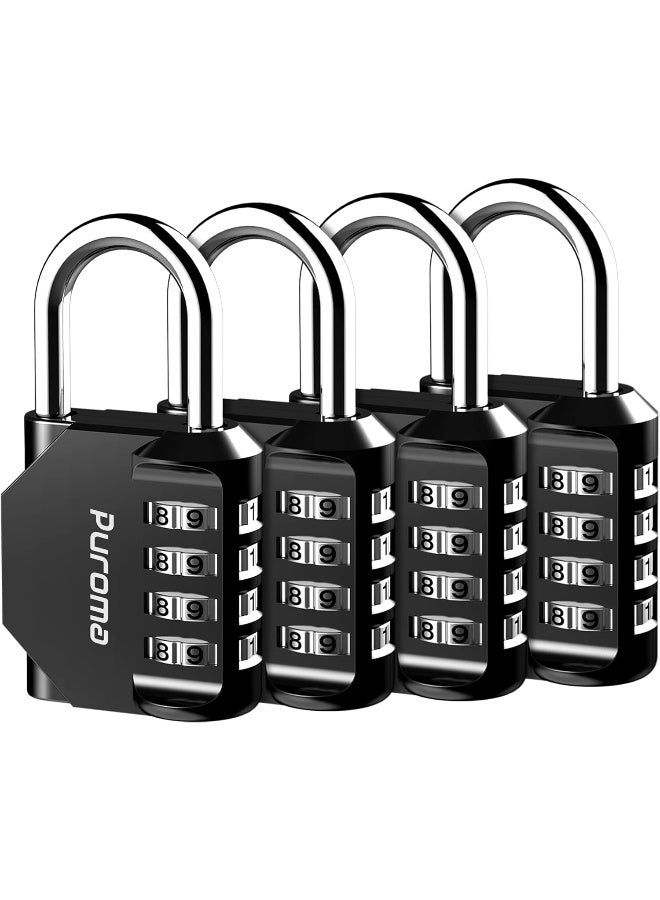 Puroma 4 Pack Combination Lock for Locker 4 Digit Outdoor Waterproof Padlock for School, Gym, Sports, Fence, Toolbox, Gate, Case, Outdoor, Hasp Storage, Cabinets (Black) - Image 1