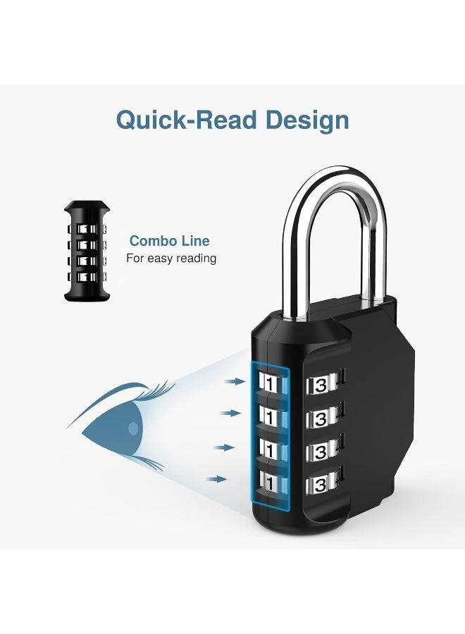 Puroma 4 Pack Combination Lock for Locker 4 Digit Outdoor Waterproof Padlock for School, Gym, Sports, Fence, Toolbox, Gate, Case, Outdoor, Hasp Storage, Cabinets (Black) - Image 3