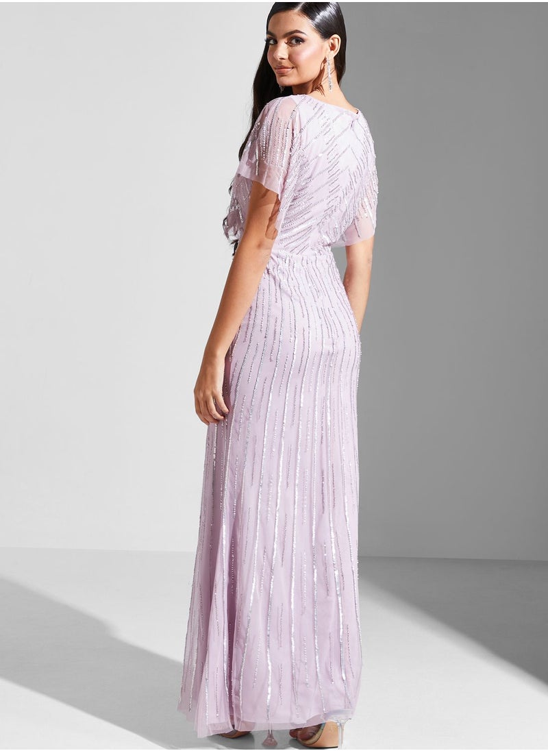 Namshi x Julia Embellished V Neck Dress  - Image 2