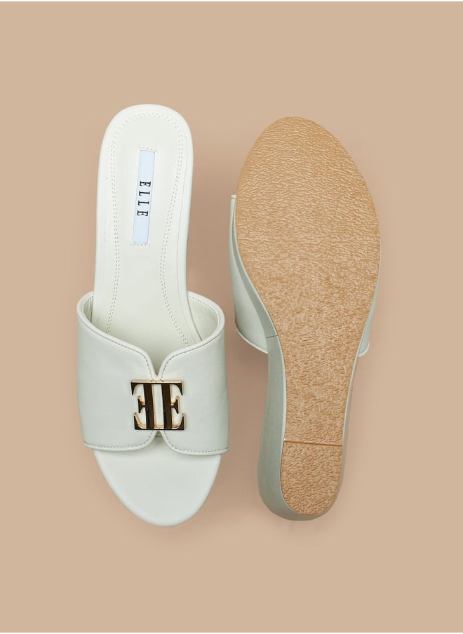 ELLE - Women's Logo Accent Slip-On Sandals with Wedge Heels - Image 1