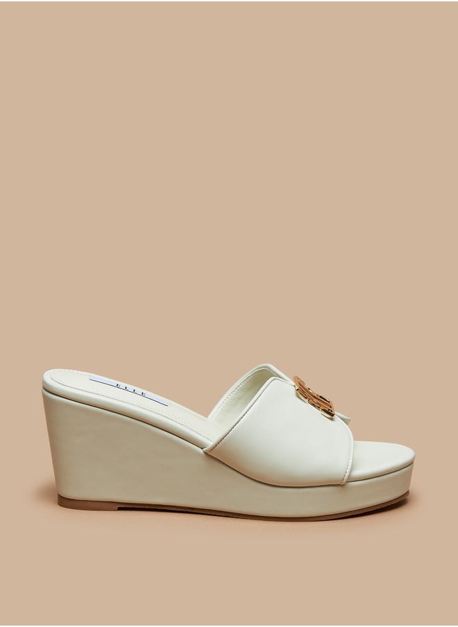 ELLE - Women's Logo Accent Slip-On Sandals with Wedge Heels - Image 1