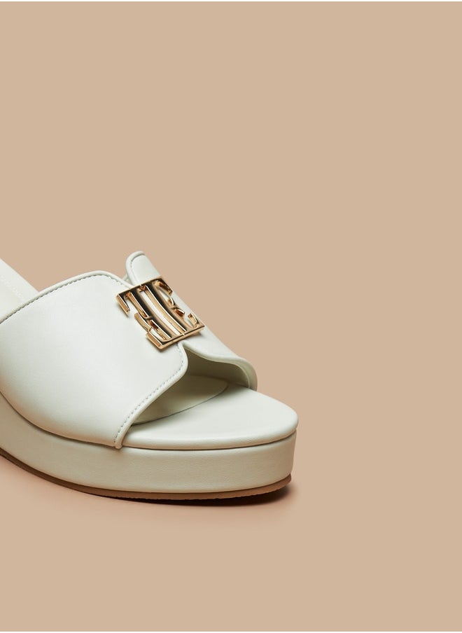 ELLE - Women's Logo Accent Slip-On Sandals with Wedge Heels - Image 1