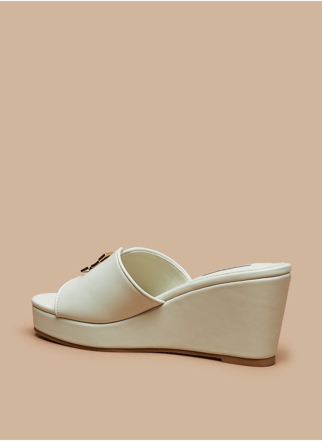 ELLE - Women's Logo Accent Slip-On Sandals with Wedge Heels - Image 1