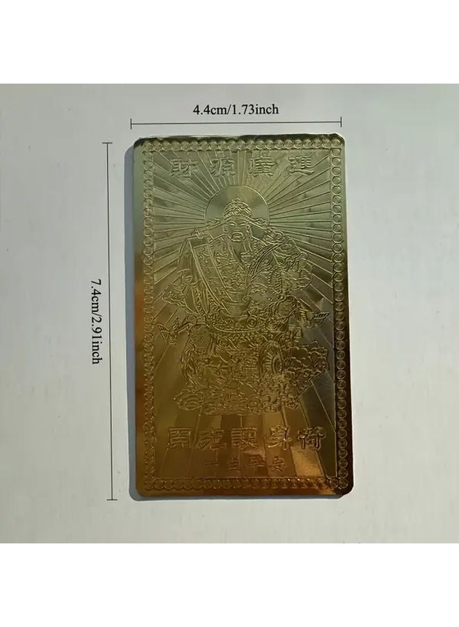 2pcs Golden Metal Wealth Amulet Cards God Of Wealth Blessing Charm For Protection - Image 3