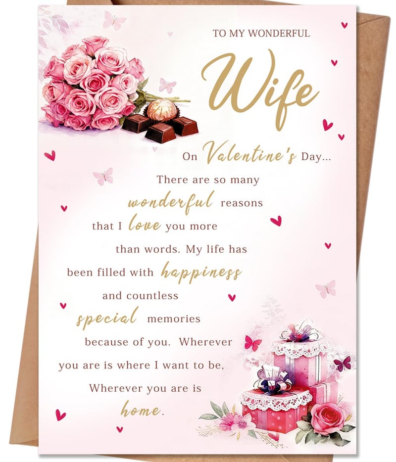 HEJOYN Valentines Day Card for Wife, Valentine's Day Cards Gifts for Wife from Husband - Image 1