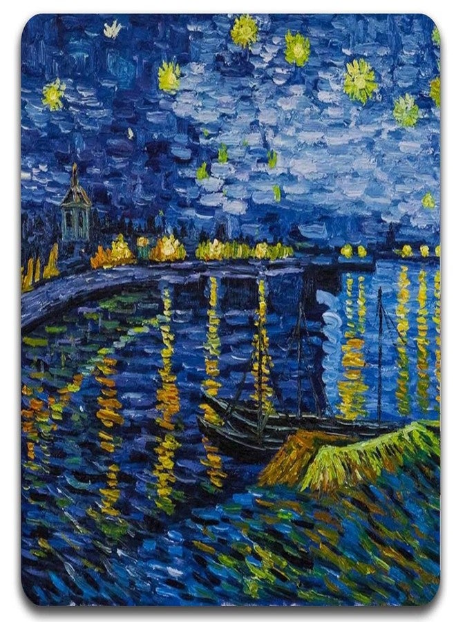 QJ CMJ Van Gogh Style Watercolor Painting Square Coaster Set - Made of Recycled Rubber - Set of 4 - Image 3