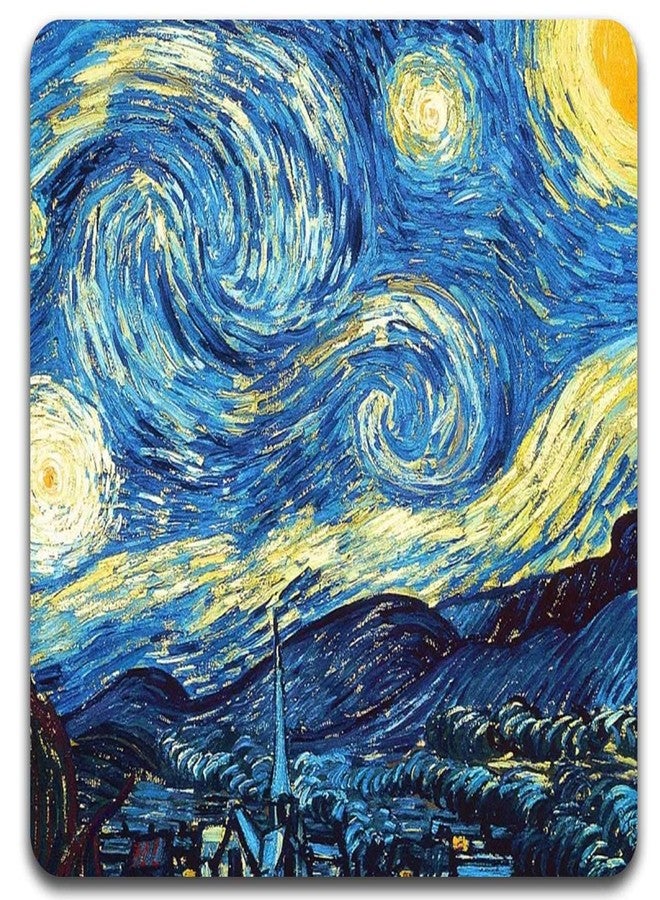 QJ CMJ Van Gogh Style Watercolor Painting Square Coaster Set - Made of Recycled Rubber - Set of 4 - Image 4