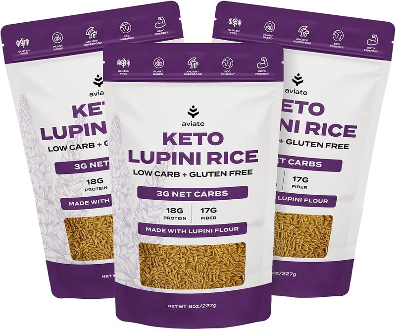Aviate Keto Lupini Rice - Low Carb, Gluten-Free, High Protein Vegan Rice Alternative (8oz) - Image 1