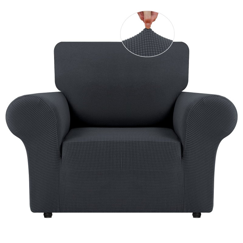 LURKA Stretch Loveseat Sofa Slipcovers 1 Piece Couch Covers for Sofa Furniture Protector Full Sofa Covers with Elastic Bottom for Kids and Dog Medium Dark Grey