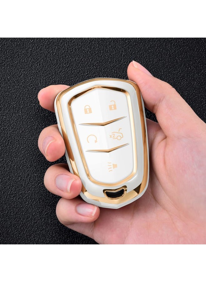 ELOHEI Fob Key Case for Cadillac, Fob Key Case for 2015-2019 Cadillac Escalade CTS SRX Xt5 ATS STS Ct6 5 Buttons Premium Soft TPU 361 Degree Full Protection - Image 4