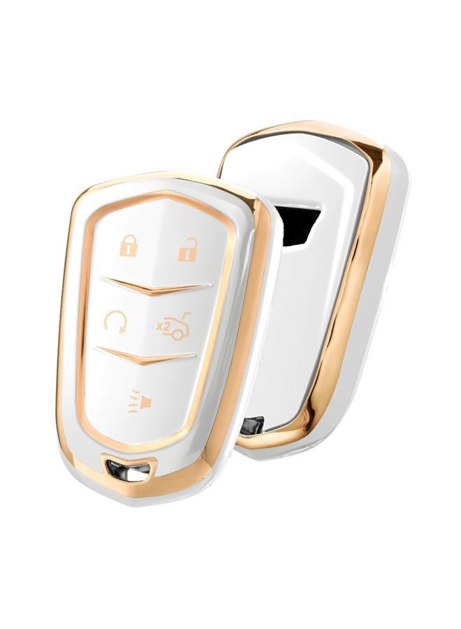 ELOHEI Fob Key Case for Cadillac, Fob Key Case for 2015-2019 Cadillac Escalade CTS SRX Xt5 ATS STS Ct6 5 Buttons Premium Soft TPU 361 Degree Full Protection - Image 1