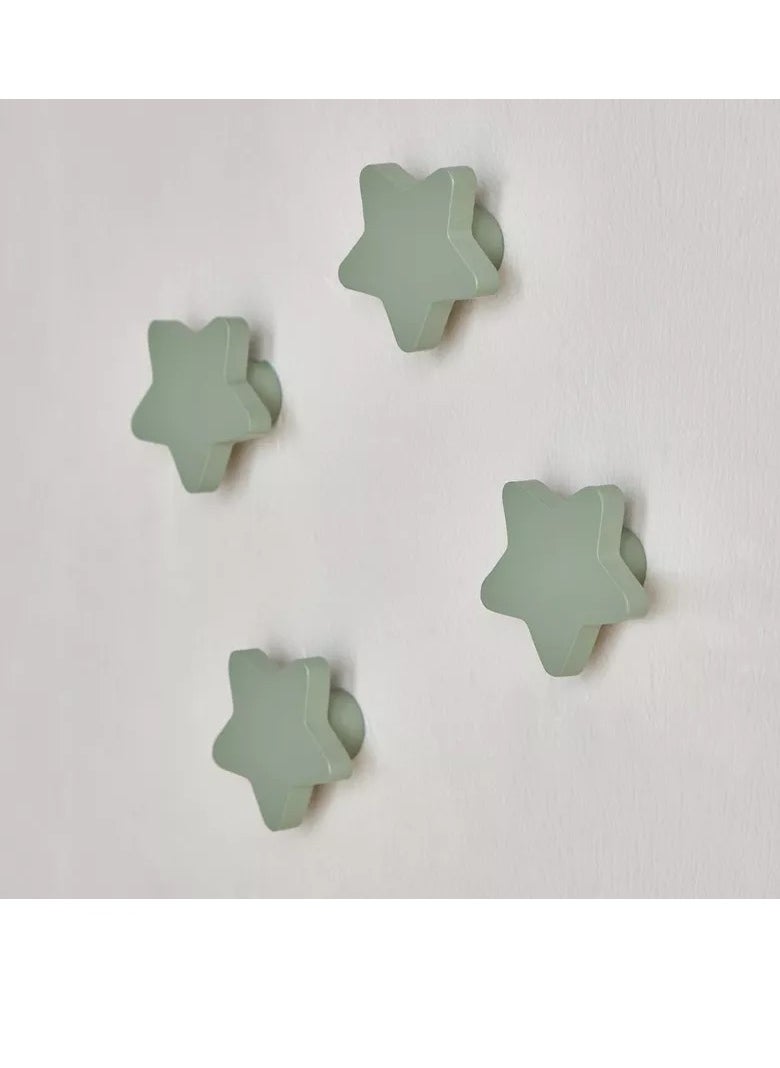 Home Box Star Shaped 4 Piece Wooden Wall Hook Set 6x3x6 cm  - Image 1