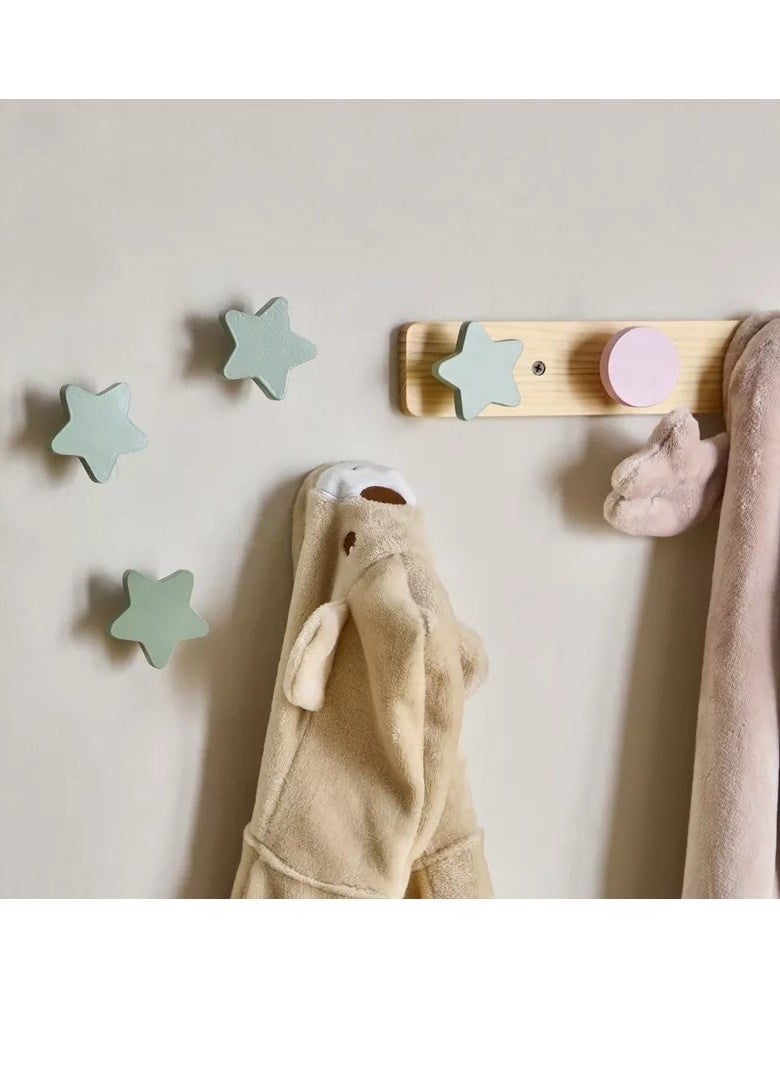 Home Box Star Shaped 4 Piece Wooden Wall Hook Set 6x3x6 cm  - Image 4