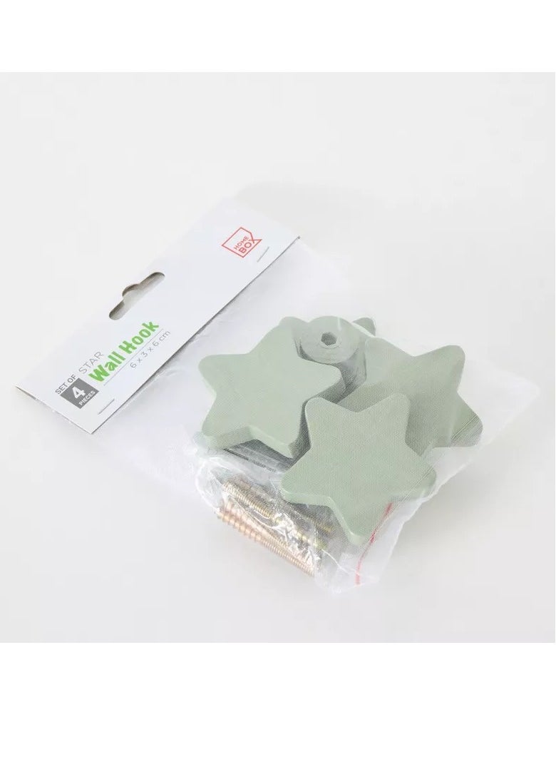Home Box Star Shaped 4 Piece Wooden Wall Hook Set 6x3x6 cm  - Image 5