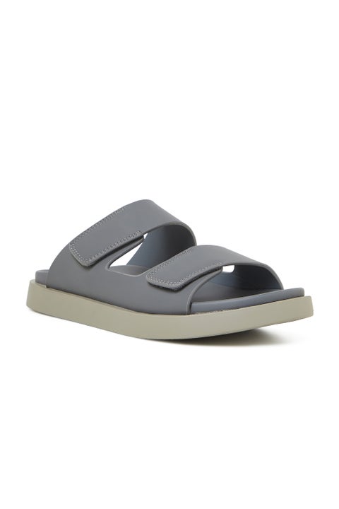 GEOOMNII Arabic Sandals for Mens – GREY Sandals with Slip On | Comfortable PU Upper & TPR Sole