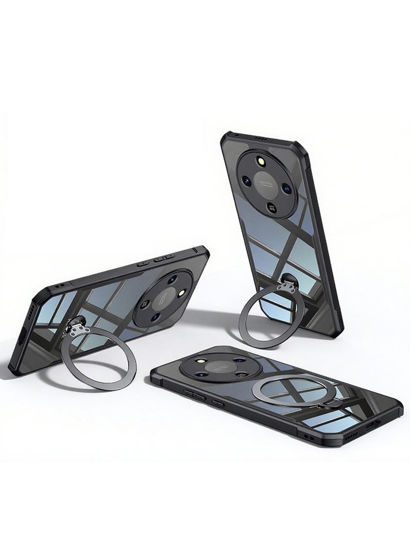 general Magnetic case for honor x70, non-yellowing camera protection PC + TPU shockproof protective back cover with 360° rotatable invisible stand - Image 1
