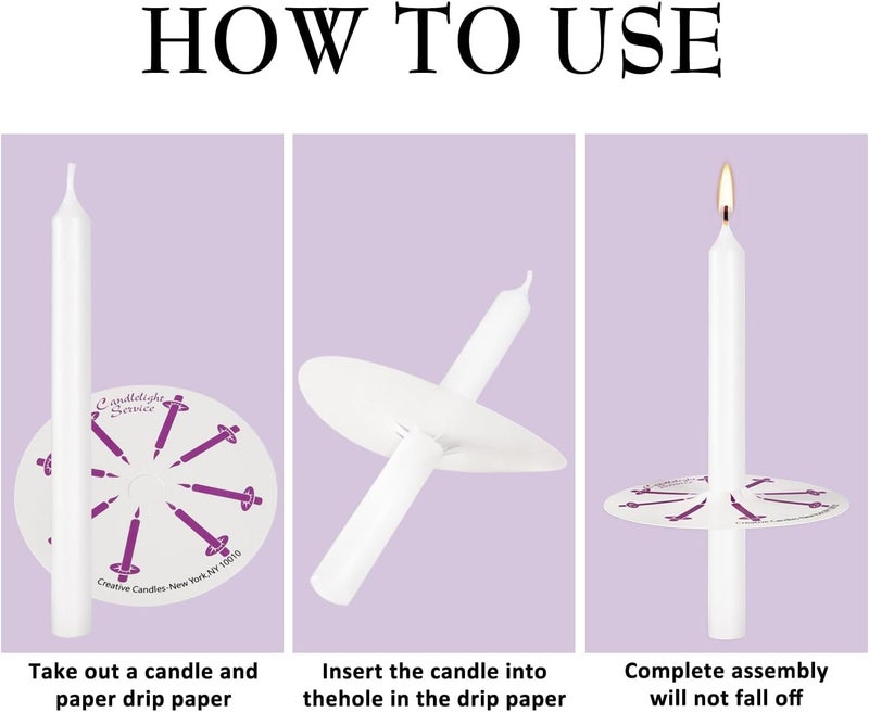 HELLY 200 White Church Candles with Drip Protectors for Devotional Candlelight Vigil Service, Box of 200 Candles, Unscented White 5" H X 1/2" D, No Smoke - Image 4