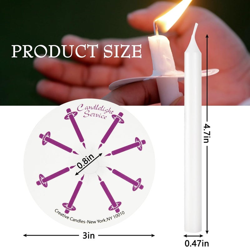 HELLY 200 White Church Candles with Drip Protectors for Devotional Candlelight Vigil Service, Box of 200 Candles, Unscented White 5" H X 1/2" D, No Smoke - Image 3