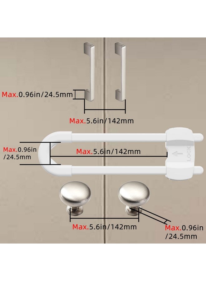 TERDEWE (10 pack white) 4 button Cabinet Locks, U-Shaped Proofing Drawers Safety Child Locks Adjustable, for Wardrobe,Kitchen,Bathroom,Drawer,Fridge,Cupboard Doors Knobs & Handles - Image 4
