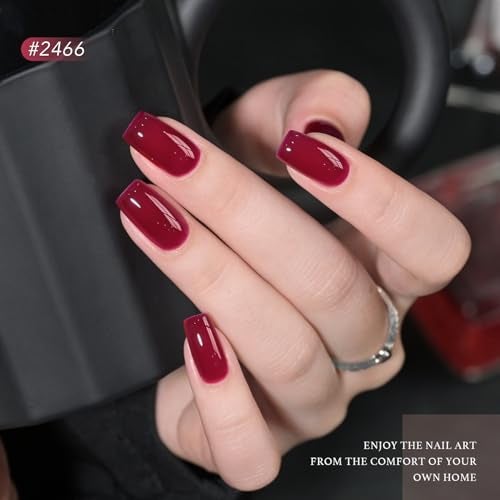 GAOY 23 Pcs Gel Nail Polish Kit Red Blue Green Jelly Colors All Seasons Set with Glossy Matte Top Coat and Base Coat for Nail Art Home DIY Gel Kit - Image 3
