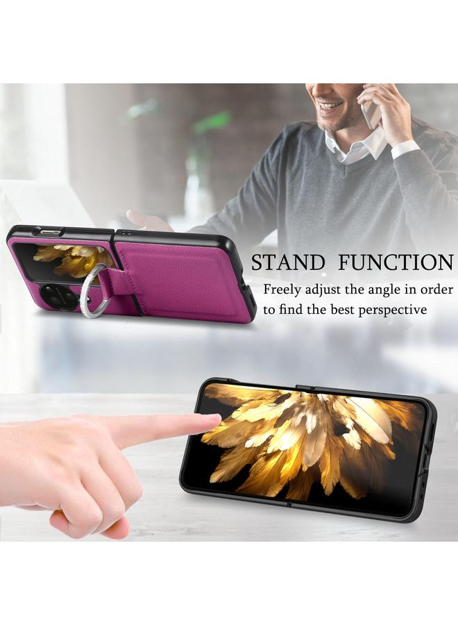 اس-توب جراب لهاتف OPPO Find N3، جراب هاتف قلاب من الليتشي PU مرصع بالألماس - Image 5