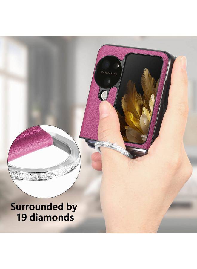 اس-توب جراب لهاتف OPPO Find N3، جراب هاتف قلاب من الليتشي PU مرصع بالألماس - Image 3