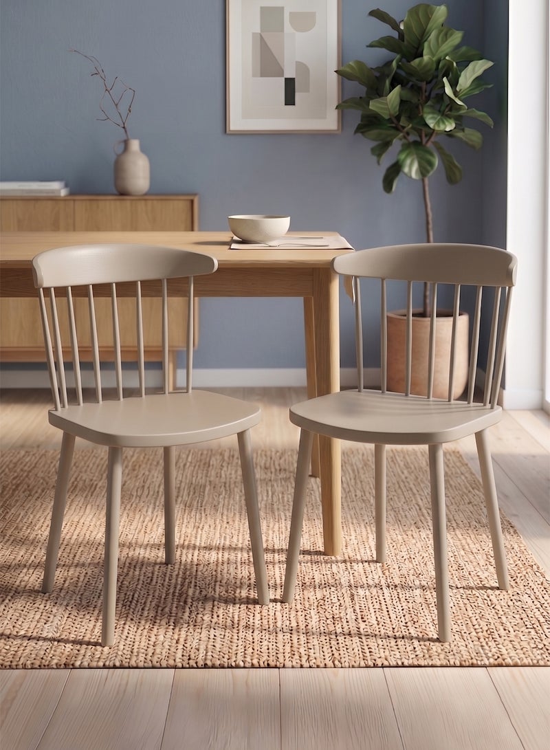 M-Smart 2-Pieces Modern and Comfortable Plastic Dining Chair - Versatile Chair for Kitchen, Living Room, Bedroom, and Office, Durable and Easy to Clean - Beige - Image 1