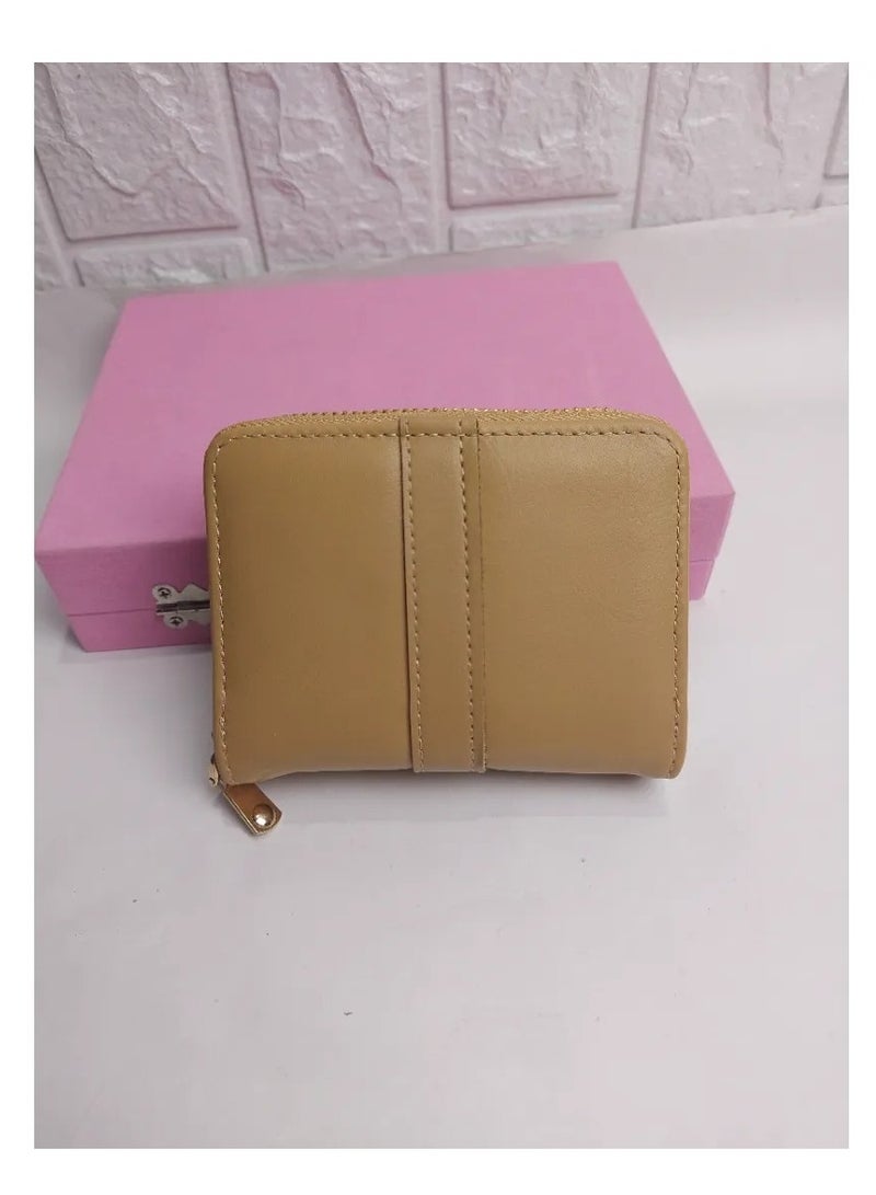 محفظة نسائية جلدية عالية الجودة باللون البني - Image 4