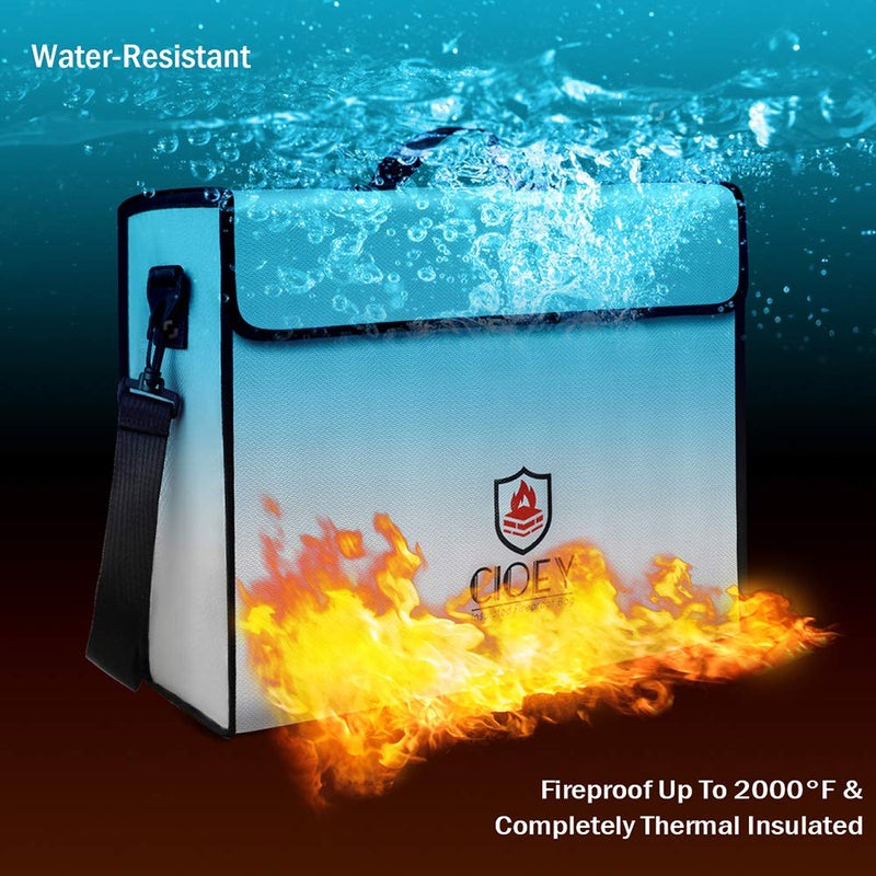 CIOEY Fireproof Document Bag - Fireproof Box [Thermal Insulated] Fireproof Safety Boxes for Home Large Fireproof Bag Lockable Zipper Fireproof Safe Box Home Safes Fireproof Waterproof Fireproof Money Bag - Image 3