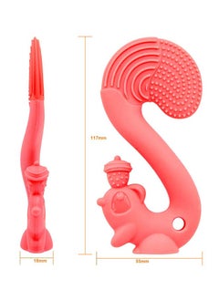Mombella Squirrel Teether Toy | BPA-Free Silicone | Soft & Safe Baby Teething Toy | Fun Acorn Design | Dishwasher & Freezer Safe | 3M+ | Product Dimensions: L 9 x W 6 x H 14 cm  - Image 3