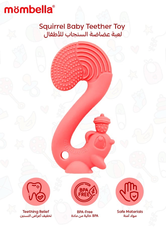 مومبيلا لعبة عضاضة السنجاب | سيليكون خالي من BPA | لعبة عضاضة ناعمة وآمنة للأطفال | تصميم جوزة بندق ممتع | آمنة في غسالة الصحون والمجمد | ٣ أشهر فأكثر | الأبعاد: الطول 9 × العرض 6 × الارتفاع 14 سم - Image 1