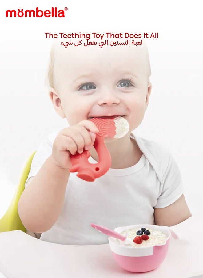مومبيلا لعبة عضاضة السنجاب | سيليكون خالي من BPA | لعبة عضاضة ناعمة وآمنة للأطفال | تصميم جوزة بندق ممتع | آمنة في غسالة الصحون والمجمد | ٣ أشهر فأكثر | الأبعاد: الطول 9 × العرض 6 × الارتفاع 14 سم - Image 2