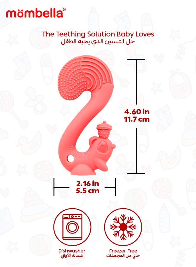 مومبيلا لعبة عضاضة السنجاب | سيليكون خالي من BPA | لعبة عضاضة ناعمة وآمنة للأطفال | تصميم جوزة بندق ممتع | آمنة في غسالة الصحون والمجمد | ٣ أشهر فأكثر | الأبعاد: الطول 9 × العرض 6 × الارتفاع 14 سم - Image 5