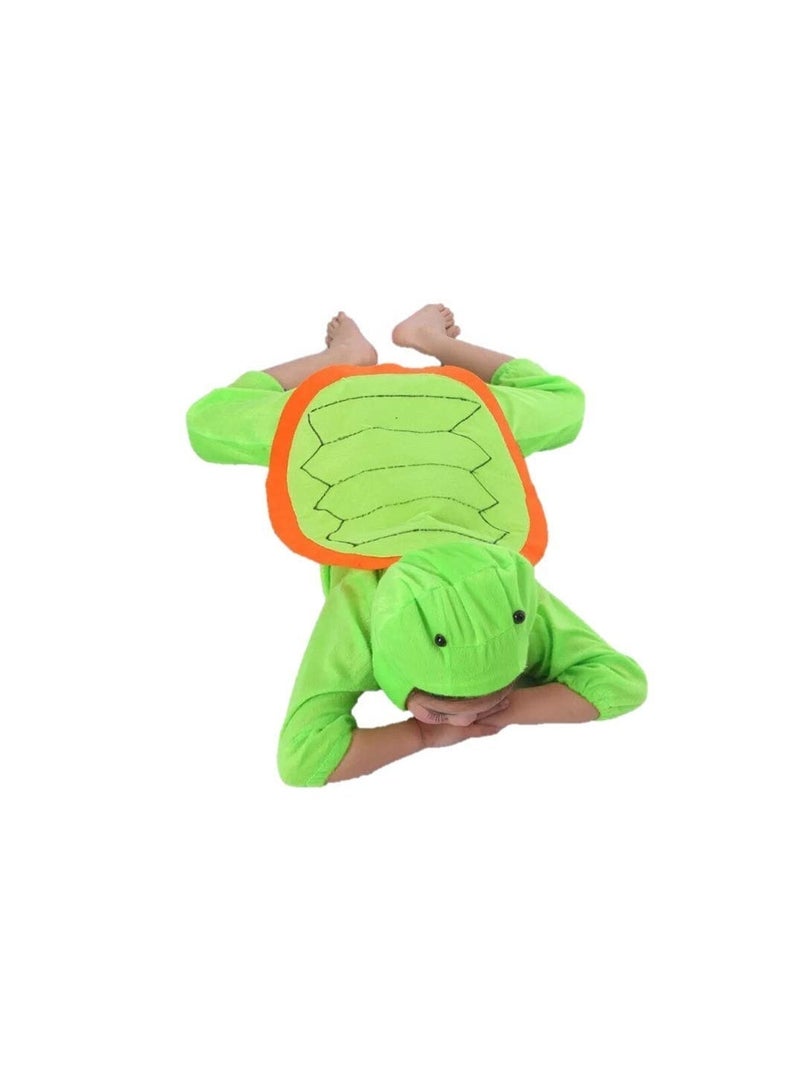 Kids Turtle Costume Jumpsuit with Hood, Animal Fancy Dress for Kids Party Outfit, Size M(4-5 Years)