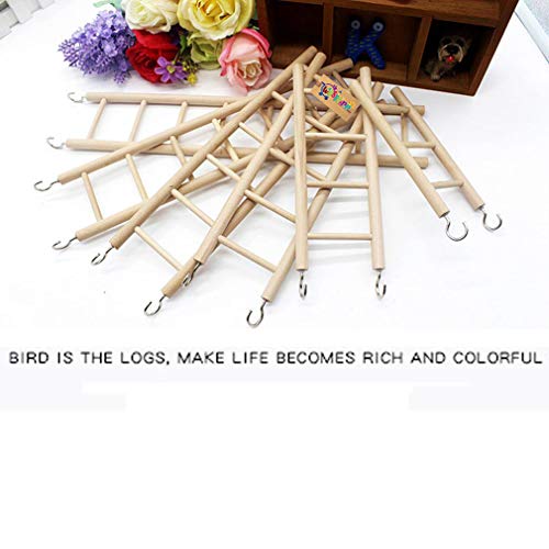 Western Era Fun Natural Wooden Ladder Toy for Training, with Hooks to Hang on, Designed for Birds, Parrot, Budgies and Other Small, Medium Large Bird, 6 Level / 30cm - Image 4