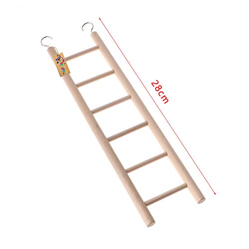 Western Era Fun Natural Wooden Ladder Toy for Training, with Hooks to Hang on, Designed for Birds, Parrot, Budgies and Other Small, Medium Large Bird, 6 Level / 30cm - Image 2