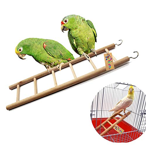 Western Era Fun Natural Wooden Ladder Toy for Training, with Hooks to Hang on, Designed for Birds, Parrot, Budgies and Other Small, Medium Large Bird, 6 Level / 30cm - Image 3