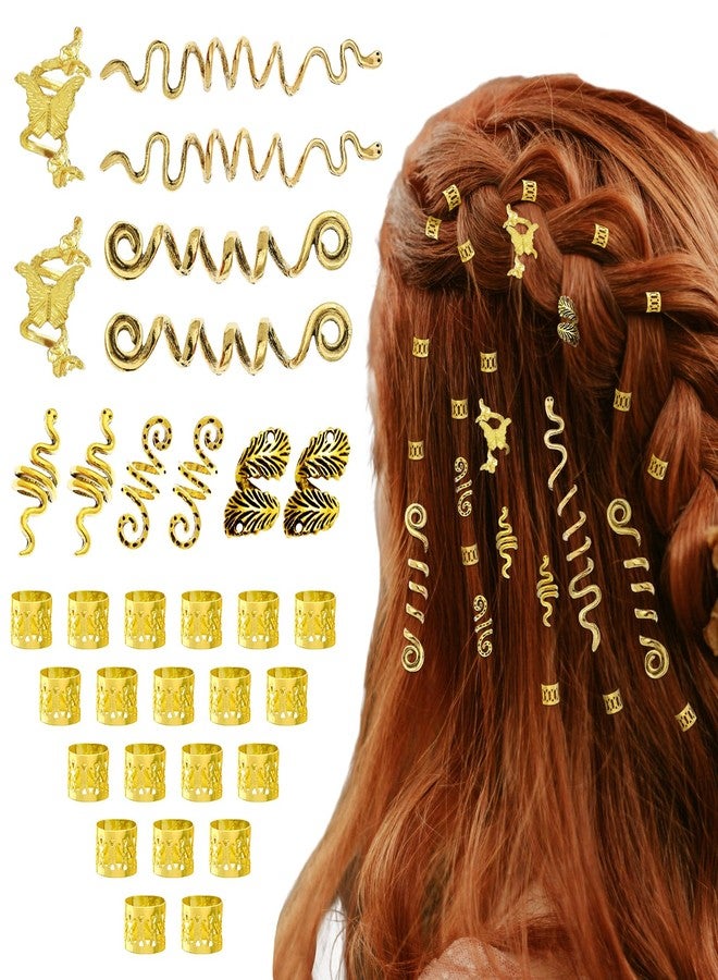 Fscwlmon 32pcs Butterfly Hair Jewelry for Women Men Multi Style Loc Dreadlock Accessories Set Adjustable Metal Hair Cuff for Women Braids Snake Octopus Clips Beard Beads Halloween Decoration Gift GJ - Image 1