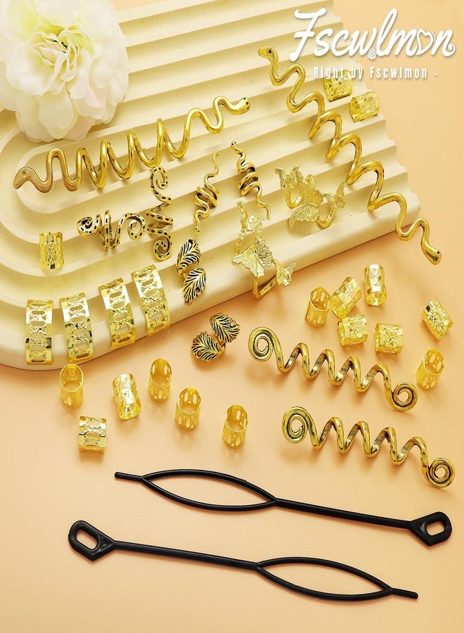 Fscwlmon 32pcs Butterfly Hair Jewelry for Women Men Multi Style Loc Dreadlock Accessories Set Adjustable Metal Hair Cuff for Women Braids Snake Octopus Clips Beard Beads Halloween Decoration Gift GJ - Image 3