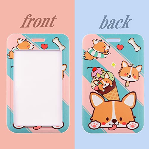 DMLSKY Cute Corgi ID Badge Holder with Lanyard, Kawaii Lanyard for ID Badges Kids Women Keychain with Clip for Keys - Image 3