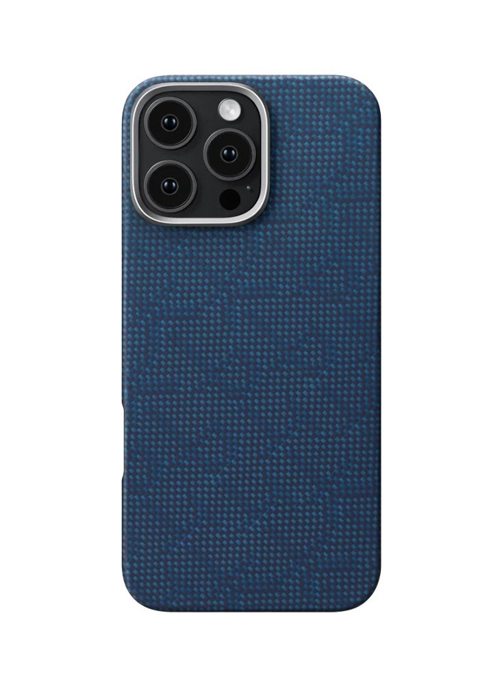 PITAKA - PITAKA iPhone 16 Pro Floating Woven Case, Aramid Fiber, Thin, Lightweight, MagSafe Compatible, Wireless Charging, Shockproof, Stylish, 9th Anniversary Monogrammed Tactile Woven Case (PTK - Dark Blue) - Image 1