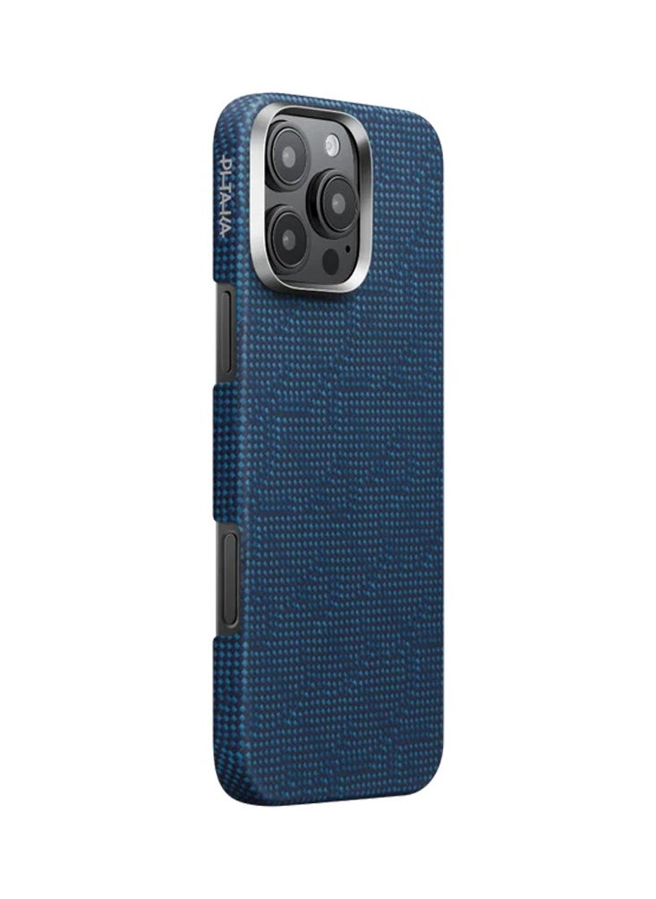 PITAKA - PITAKA iPhone 16 Pro Floating Woven Case, Aramid Fiber, Thin, Lightweight, MagSafe Compatible, Wireless Charging, Shockproof, Stylish, 9th Anniversary Monogrammed Tactile Woven Case (PTK - Dark Blue) - Image 1