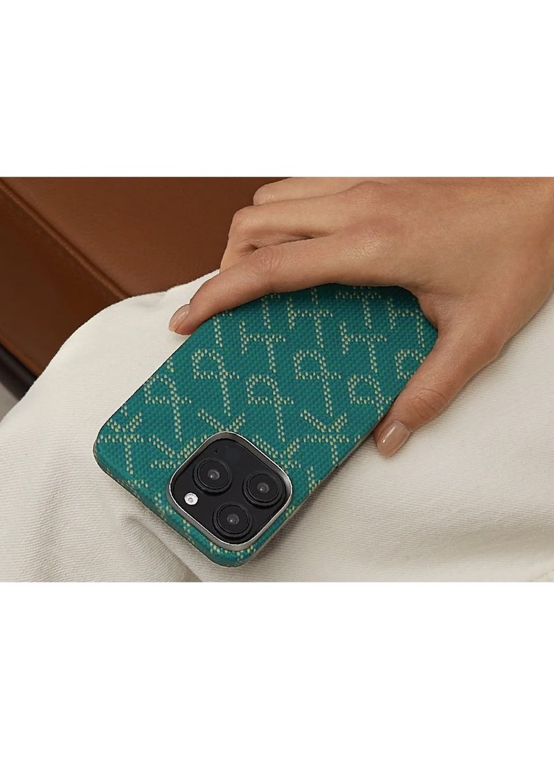 PITAKA - PITAKA iPhone 16 Pro Floating Woven Case, Aramid Fiber, Thin, Lightweight, MagSafe Compatible, Wireless Charging, Shockproof, Stylish, 9th Anniversary Monogrammed Tactile Woven Case (PTK - Dark Blue) - Image 1