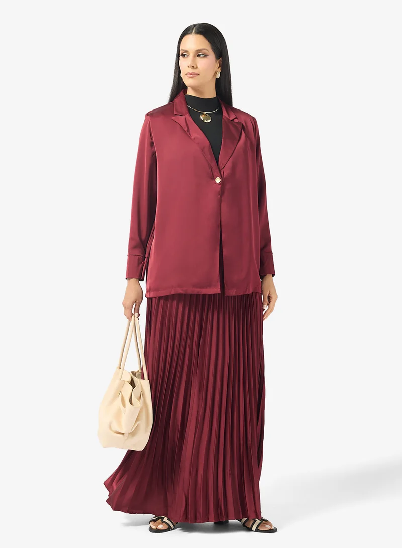 Khizana Longline Blazer & Pleated Skirt Set
