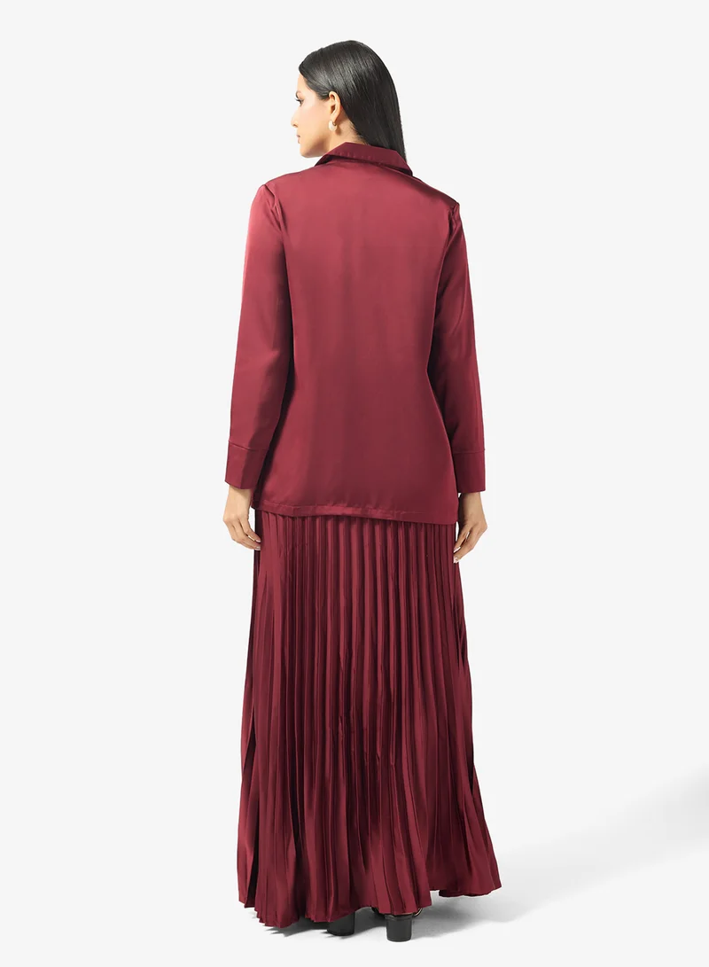 Khizana Longline Blazer & Pleated Skirt Set