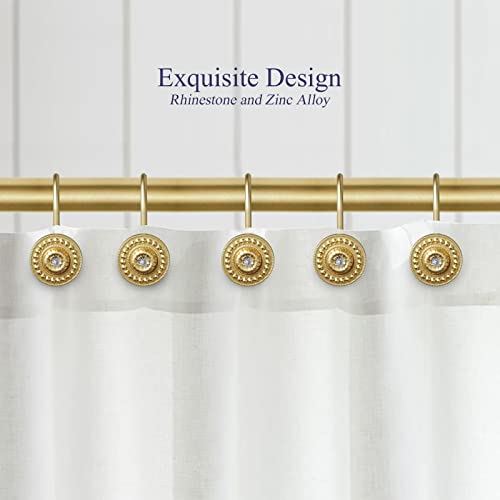 iToplin Gold Shower Hooks & Rings Set of 12 - Rust Proof Metal Decorative Hangers for Bathroom Shower Curtain Rod - Image 4