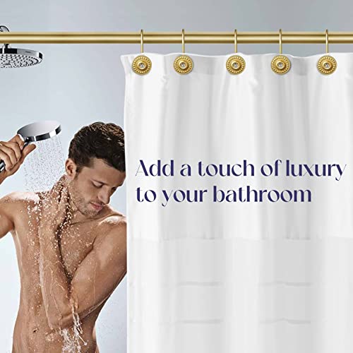 iToplin Gold Shower Hooks & Rings Set of 12 - Rust Proof Metal Decorative Hangers for Bathroom Shower Curtain Rod - Image 2