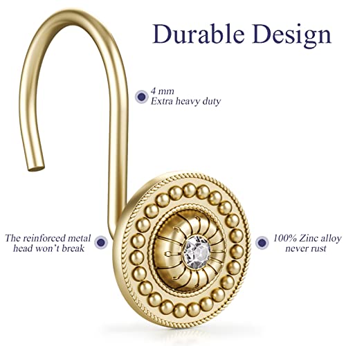 iToplin Gold Shower Hooks & Rings Set of 12 - Rust Proof Metal Decorative Hangers for Bathroom Shower Curtain Rod - Image 5